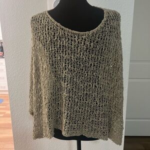 Elegant Open-Knit Women's Poncho in Beige
